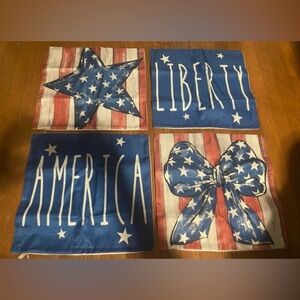 Pillow Covers Patriotic Themed 16" x 16" Set of 4 NWOT